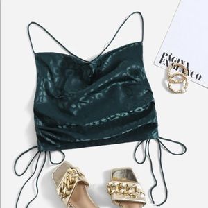 adorable silk green string top